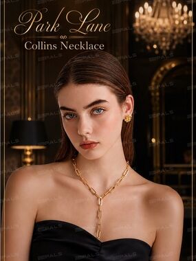 Park Lane Women’s Collins Necklace Gold Paperclip Y Drop Statement Necklace NWT